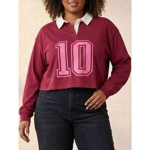 Mighty Fine Burgundy Long Sleeve Shirt with Pink Number 10 Size XL